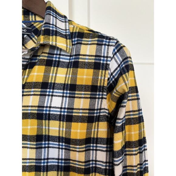 Land's End Women's Flannel Shirt SIze 14P, Navy & Yellow - U of Michigan Colors - Picture 3 of 9